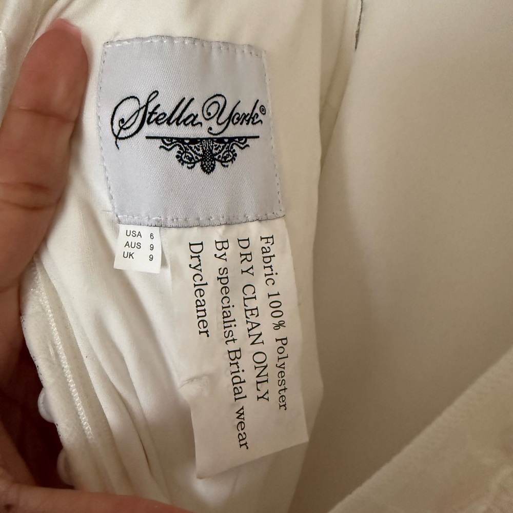 Stella York Elegant White Lace Floral Wedding Dress - Picture 9 of 16